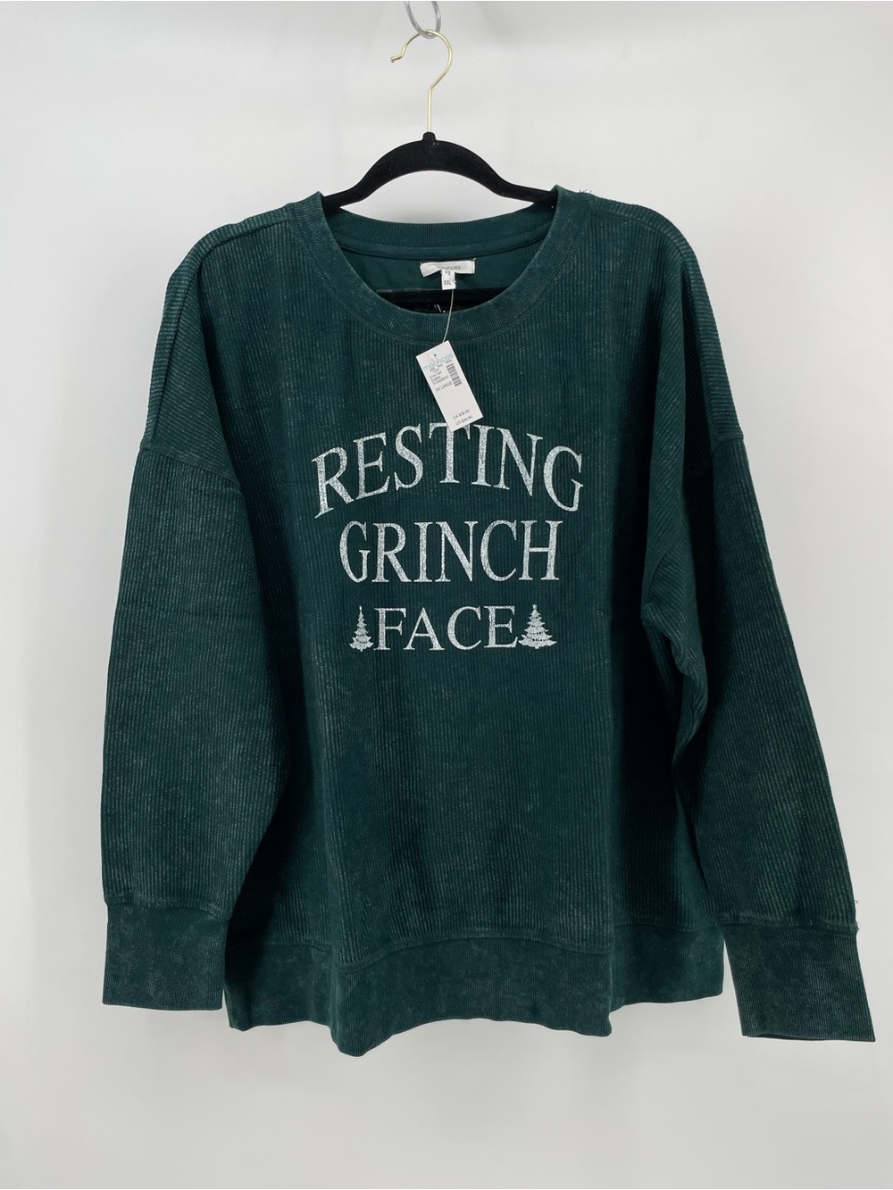 NEW Maurices Shirt Green Resting Grinch Face Holiday Waffle Knit XXL - Picture 2 of 4